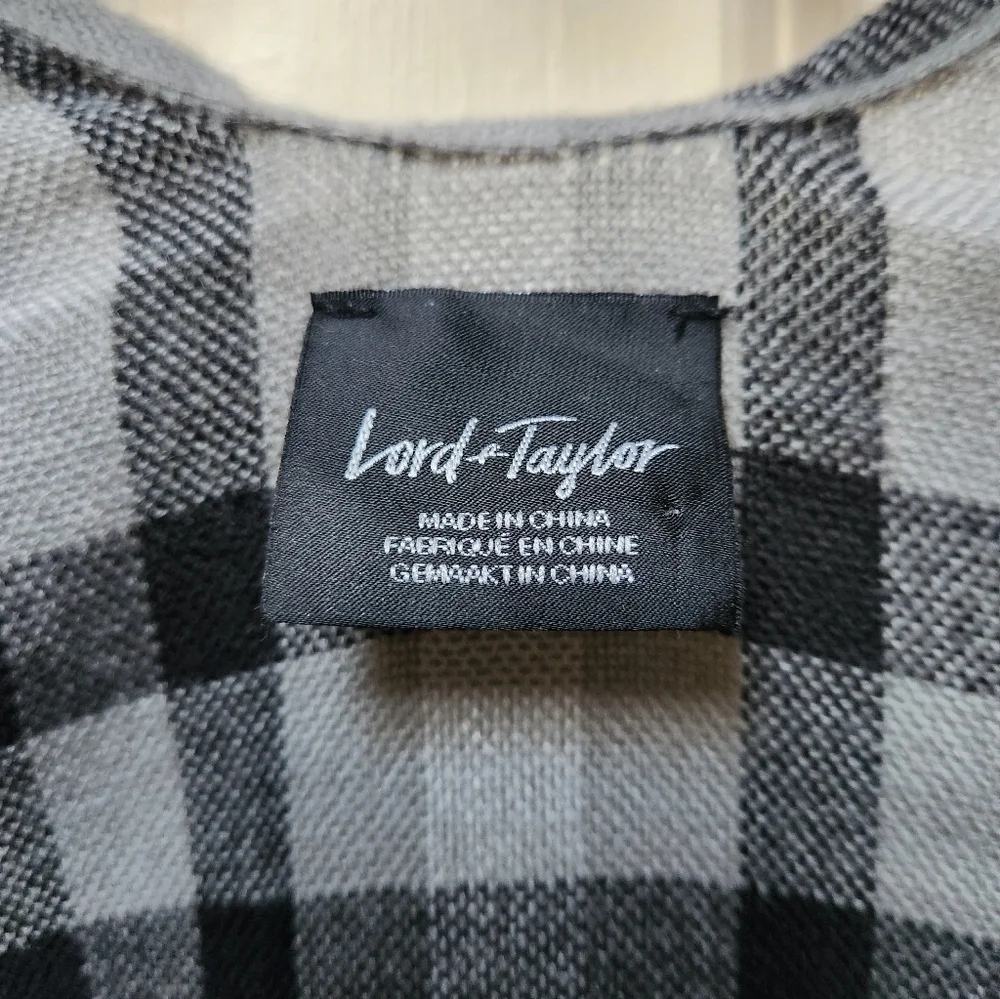 Lord & Taylor Plaid Ruana/ Poncho with Fringe